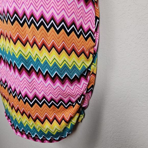 Coogi Beach Coverup Dress Womens S Chevron Colorful Y2K Mini Halter Padded Bra - Picture 6 of 16